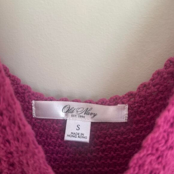 Vintage y2k old navy fuchsia pink crochet boho knitted tank top size small - Picture 5 of 7